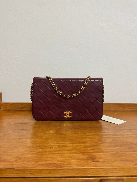 CHANEL FULL FLAP LAMBSKIN BURGUNDY