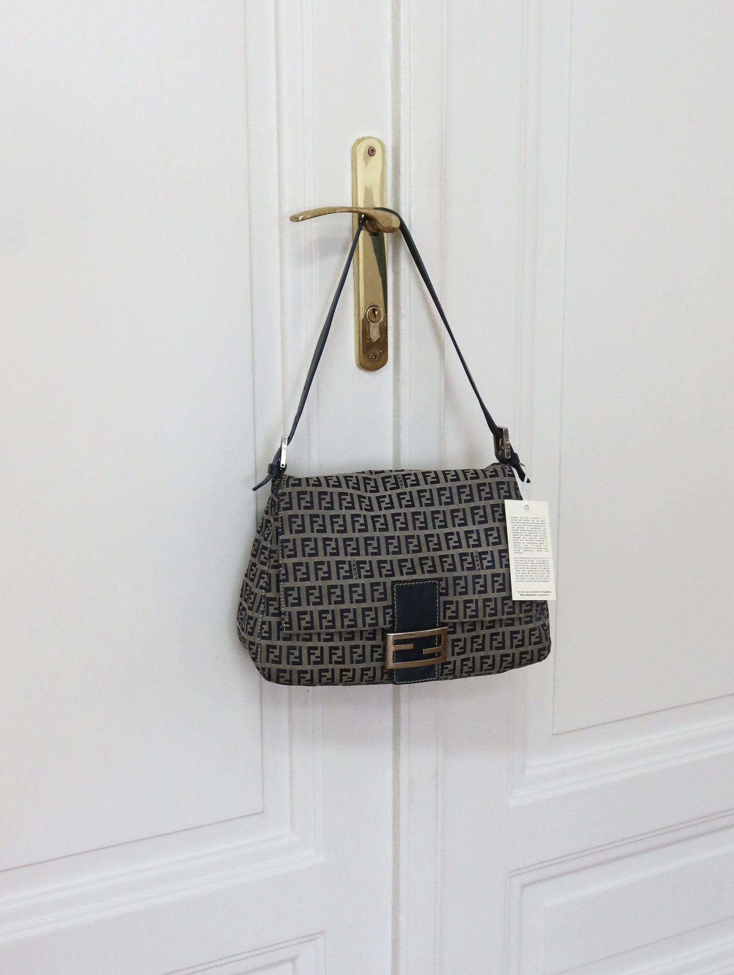 FENDI ZUCCA MAMMA BAGUETTE BAG NAVY