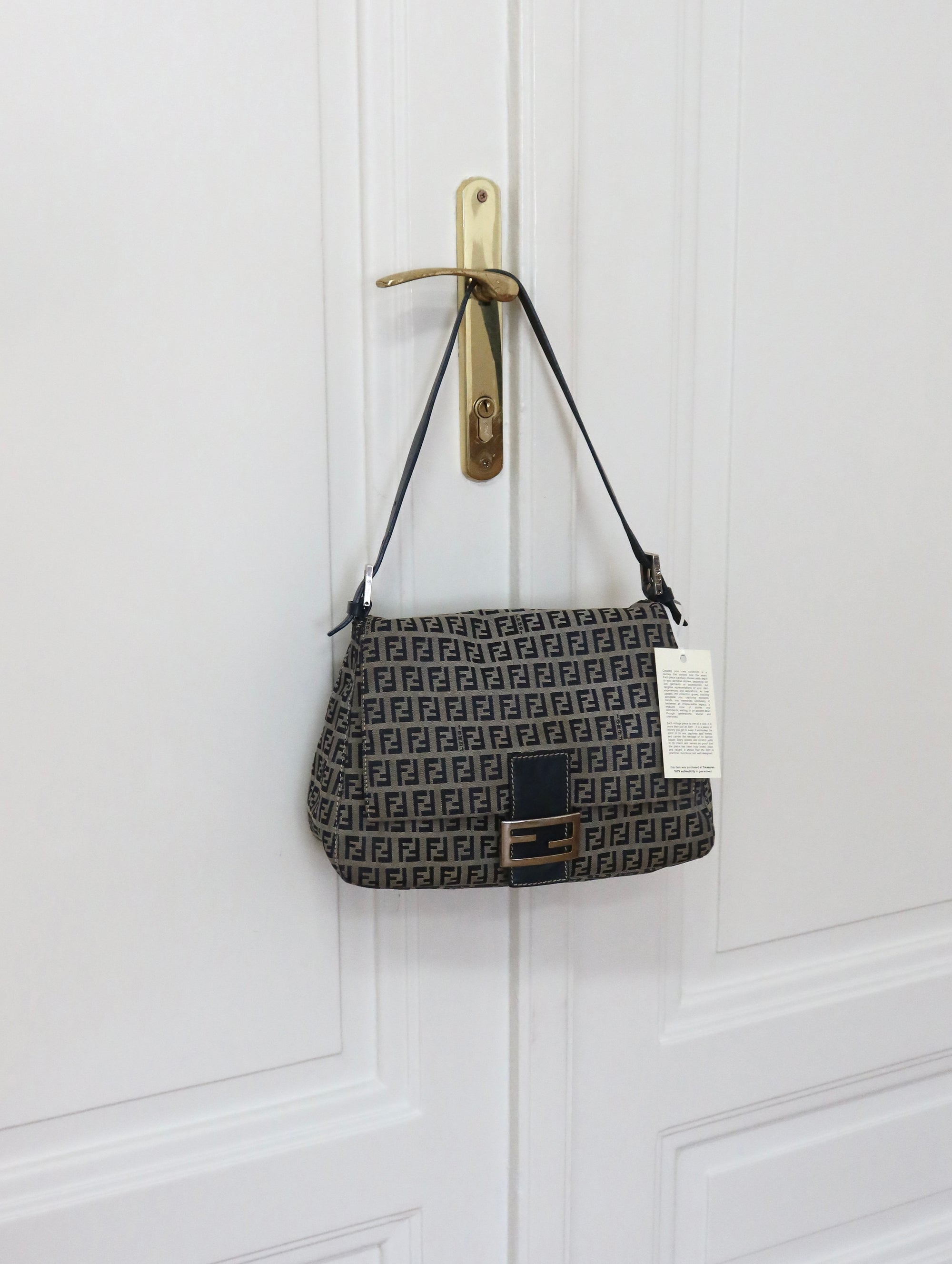 FENDI ZUCCA MAMMA BAGUETTE BAG NAVY