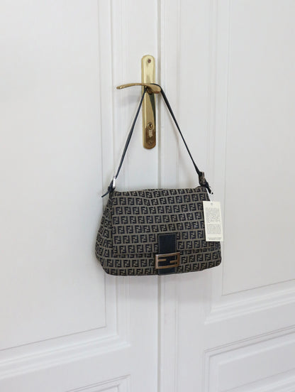 FENDI ZUCCA MAMMA BAGUETTE BAG NAVY