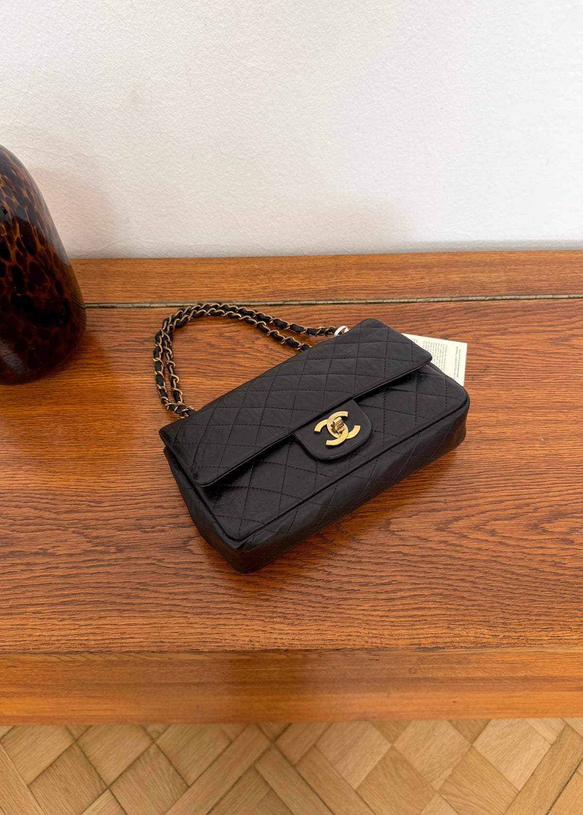 Chanel Plaza Double Flap in black lambskin with gold hardware and double chain, photo 12