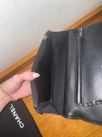 CHANEL WOC BLACK PATENT LEATHER SILVER HW SERIES 14