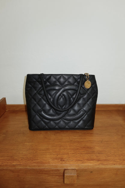 CHANEL CAVIAR MEDALLION TOTE GOLD HW