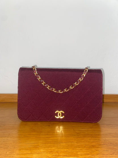 CHANEL BURGUNDY QUILTED WOC 24K GOLD PLATED