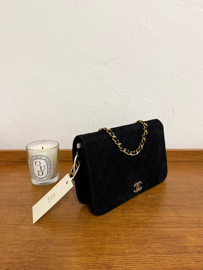 CHANEL SUEDE FULL FLAP BLACK