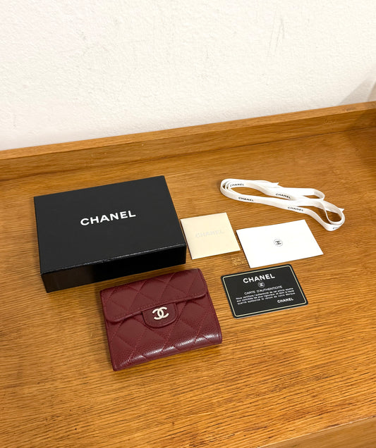 CHANEL CAVIAR MINI WALLET BURGUNDY