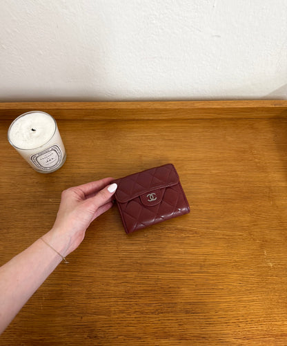 CHANEL MATELASSE QUILTED WALLET BURGUNDY