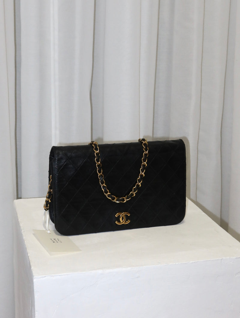 CHANEL FULL FLAP LAMBSKIN BLACK