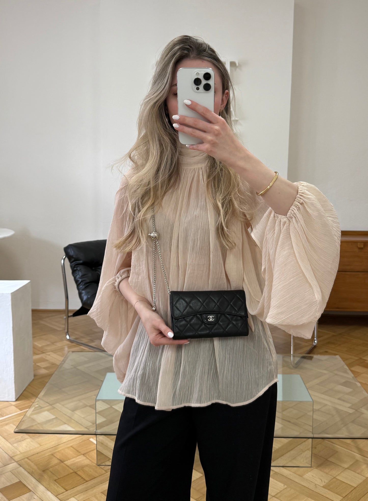 SERIES 12 CHANEL LONG WALLET LAMBSKIN BLACK