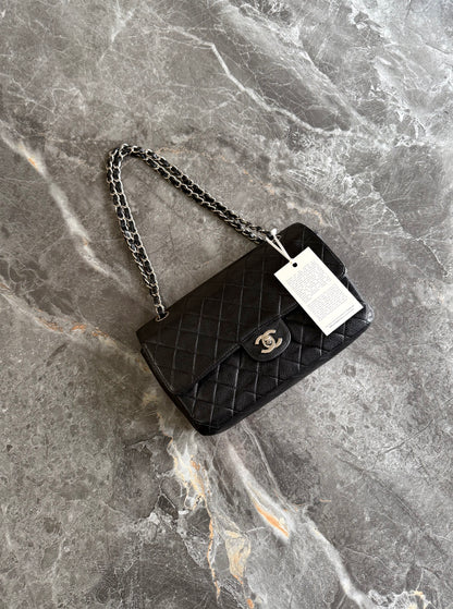 CHANEL CLASSIC DOUBLE FLAP MEDIUM CAVIAR BLACK SILVER HW