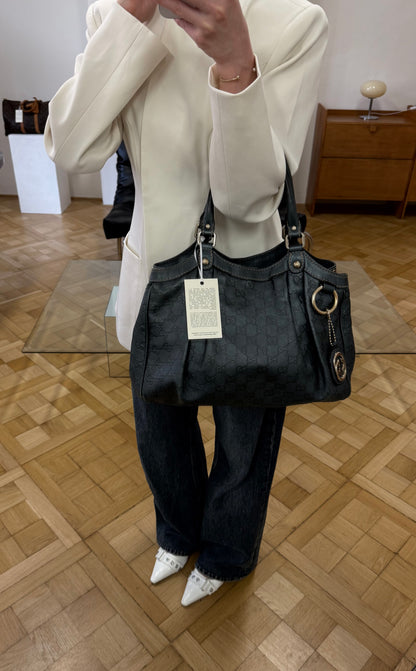 Gucci Sukey Guccissima Leather Tote Bag Grey Green Gold HW