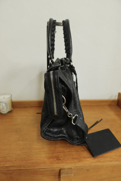 BALENCIAGA CITY BAG BLACK SILVER HW