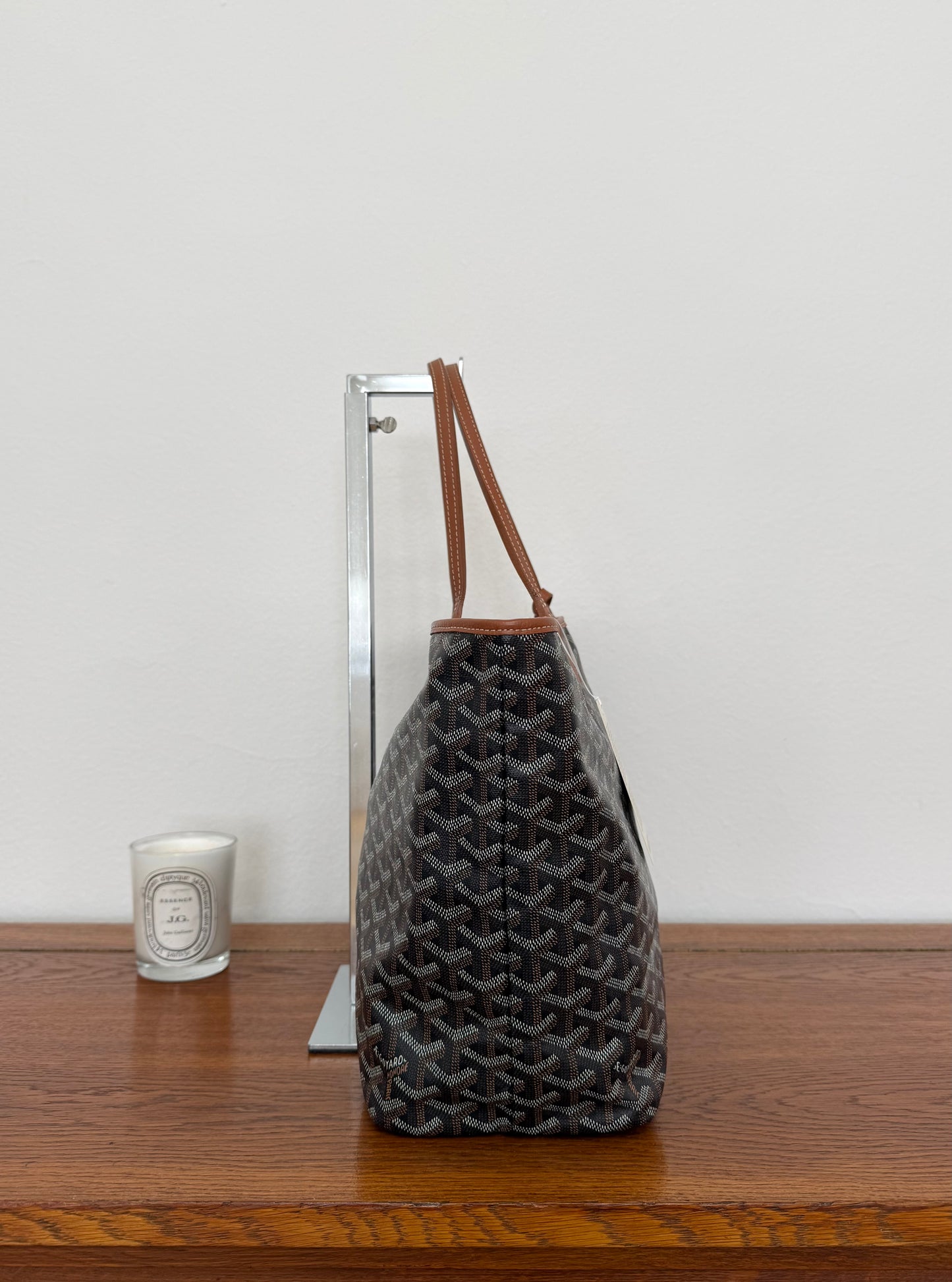 GOYARD SAINT LOUIS PM TOTE BAG & POUCH BLACK BROWN