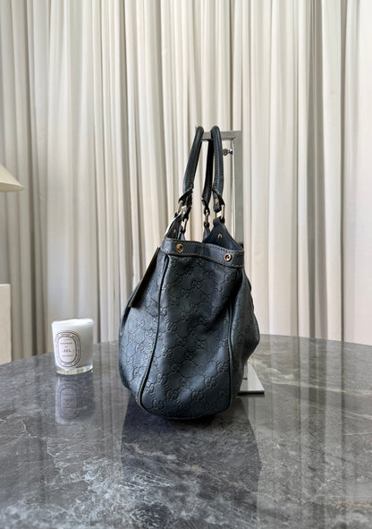 Gucci Sukey Guccissima Leather Tote Bag Grey Green Gold HW