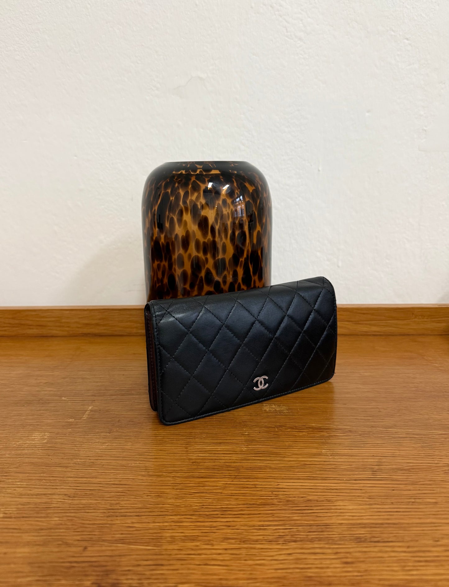 CHANEL CLASSIC LONG WALLET LAMBSKIN BLACK SERIES 10