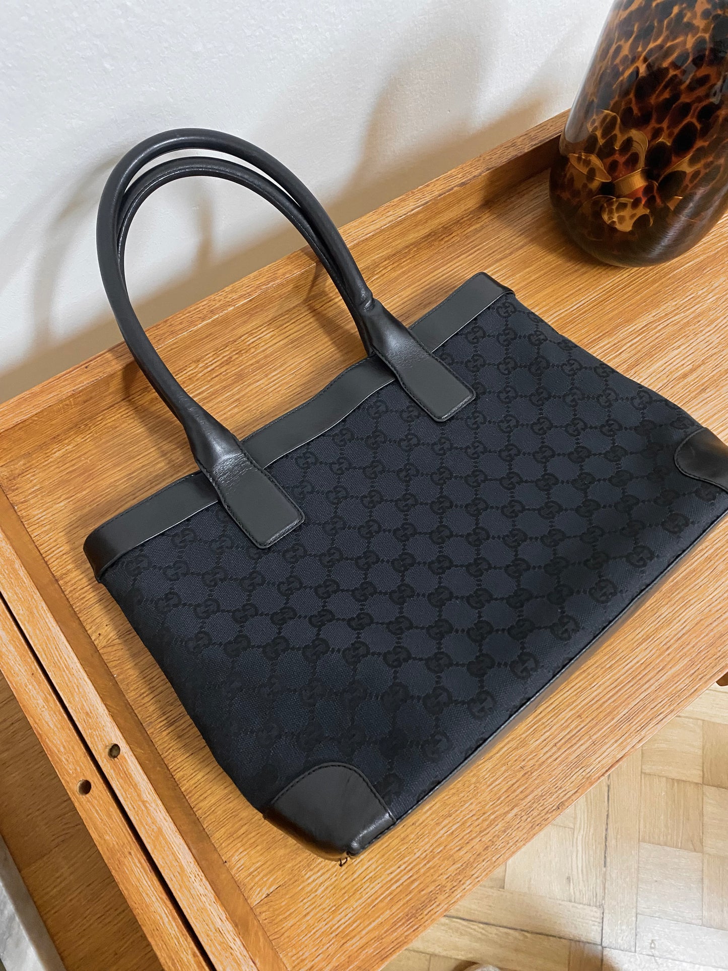 GUCCI GG MONOGRAM BLACK TOTE BAG