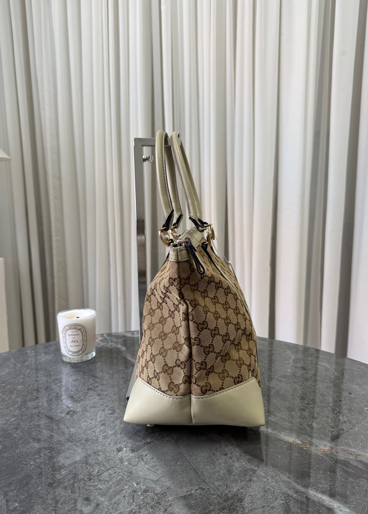 GUCCI HEART GG MONOGRAM SHOPPER TOTE BAG
