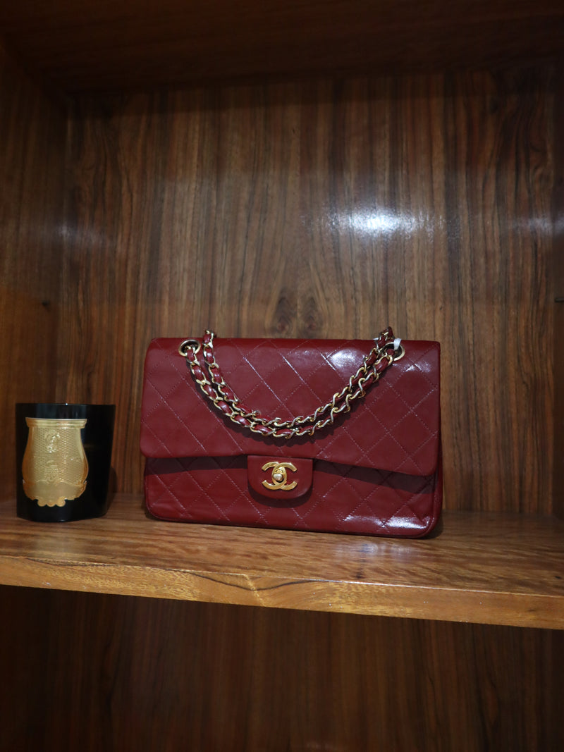 CHANEL CLASSIC DOUBLE FLAP BAG MEDIUM 24K GOLD RED