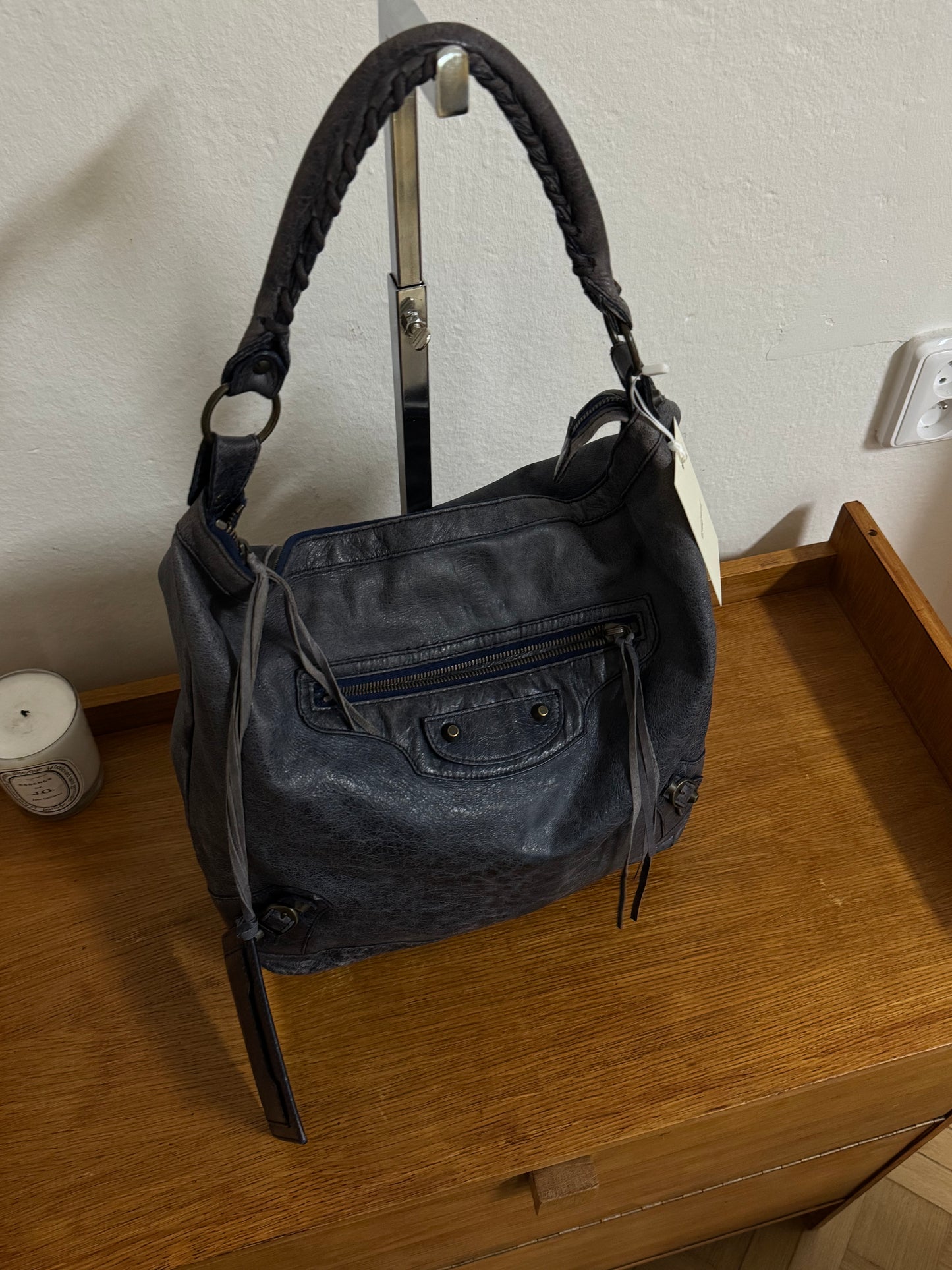 BALENCIAGA DAY “HOBO CITY” BAG GREY-BLUE