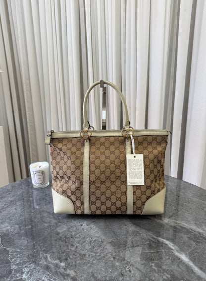 GUCCI HEART GG MONOGRAM SHOPPER TOTE BAG