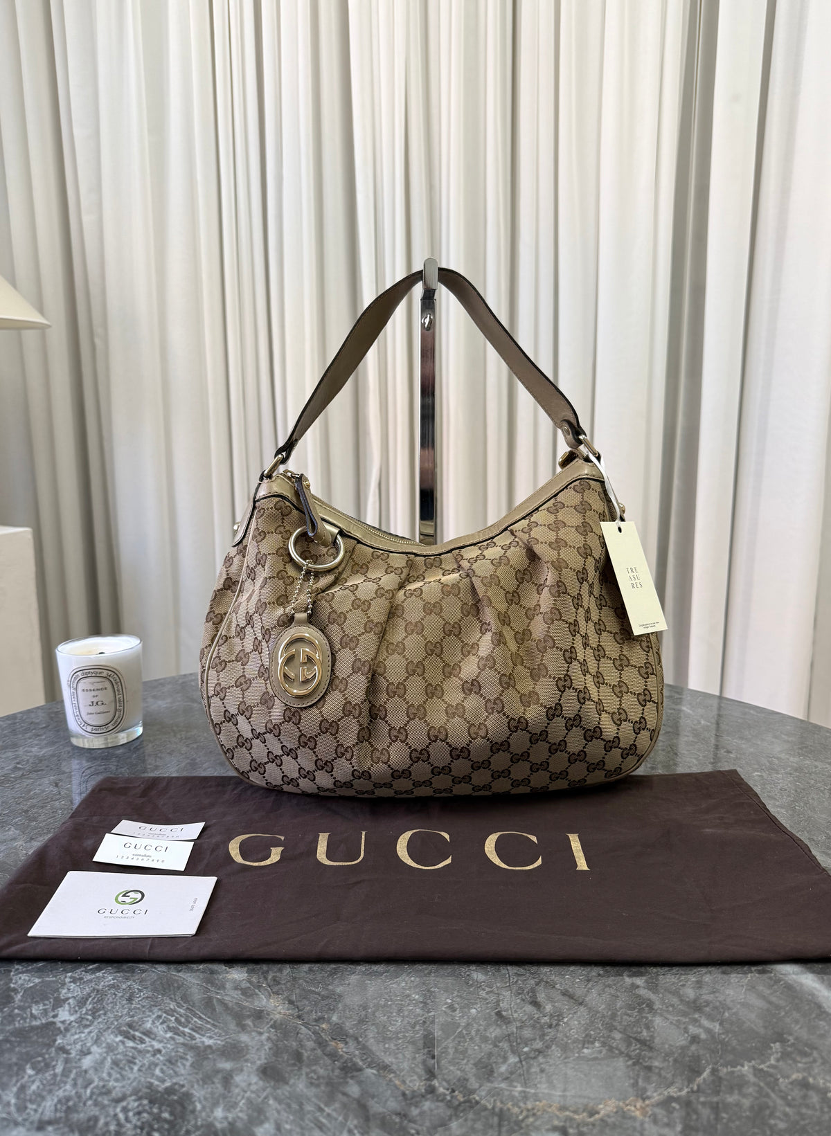Gucci Abbey GG Canvas Bag Beige Gold HW