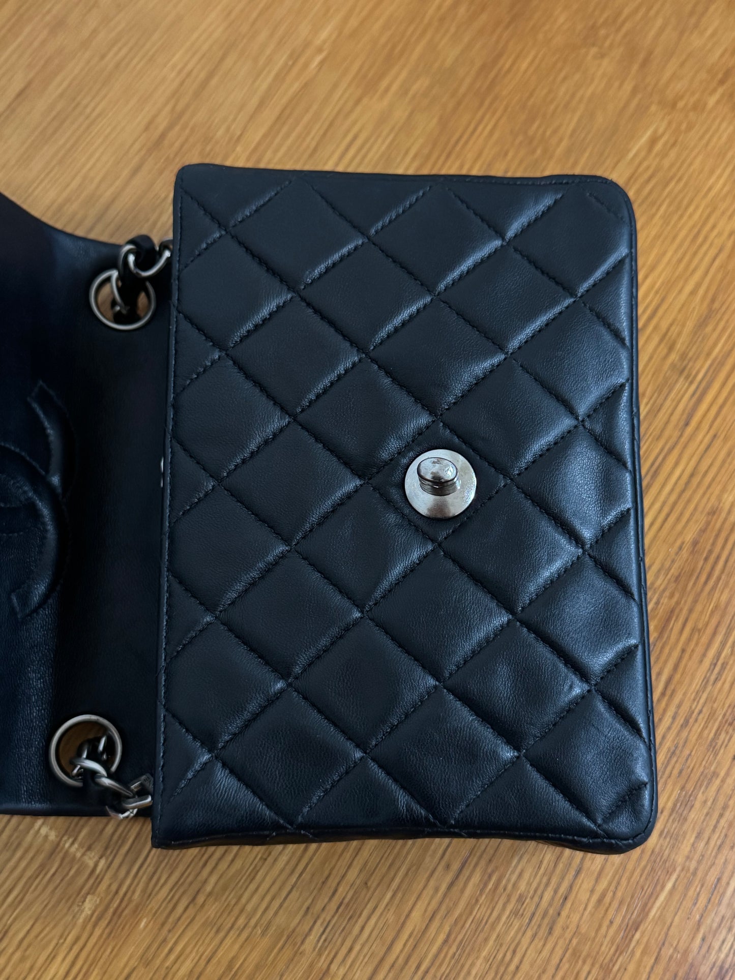 CHANEL SILVER HW RECTANGULAR FLAP BAG