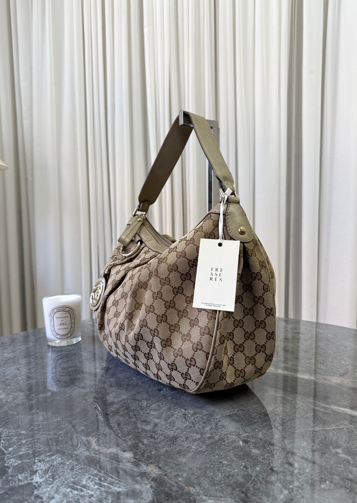 Gucci Abbey GG Canvas Bag Beige Gold HW