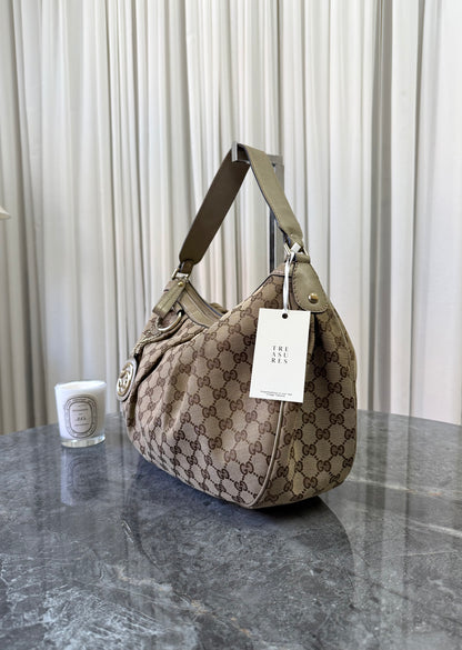 Gucci Abbey GG Canvas Bag Beige Gold HW
