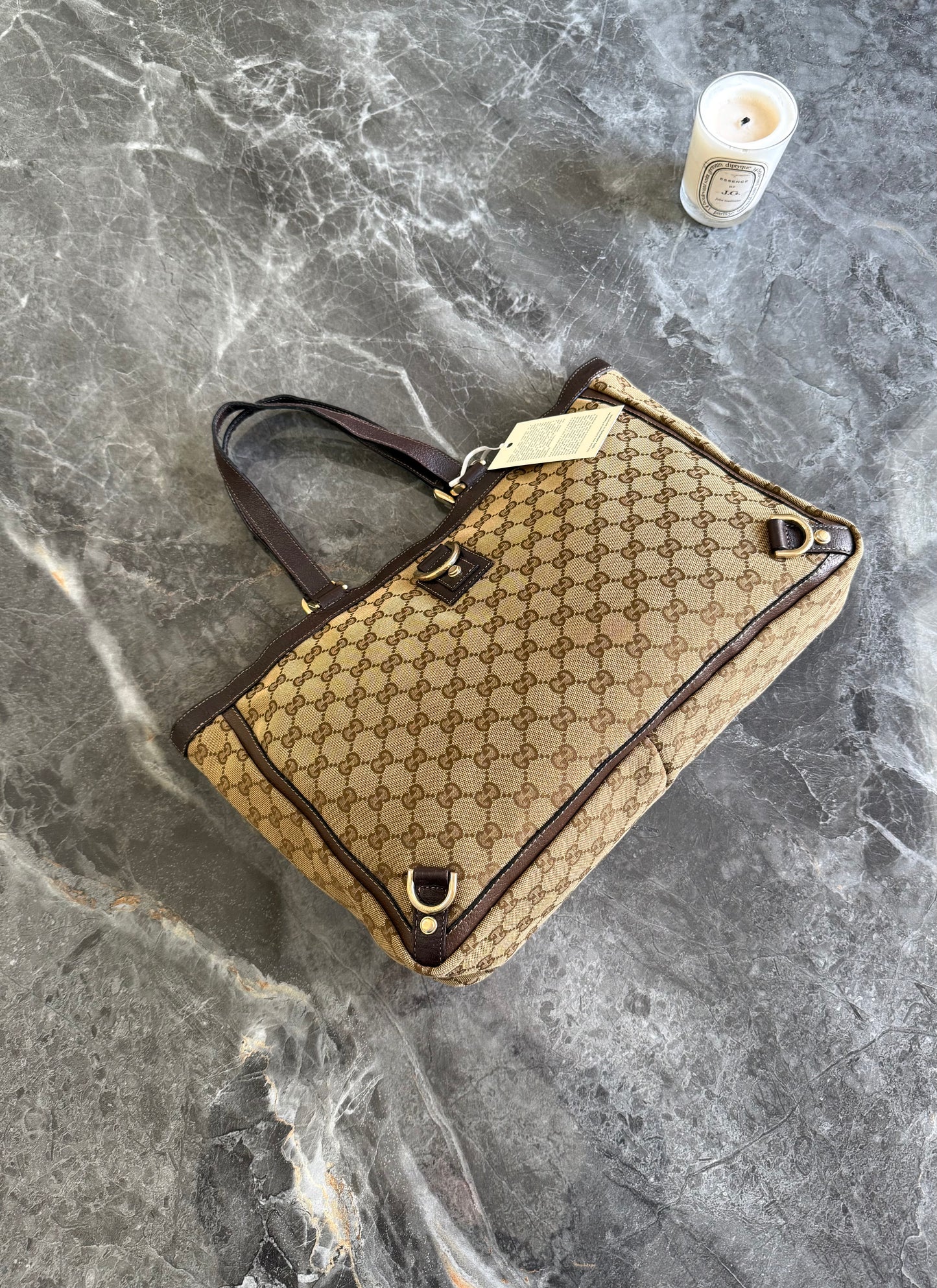 GUCCI GG MONOGRAM SHOPPER TOTE BAG
