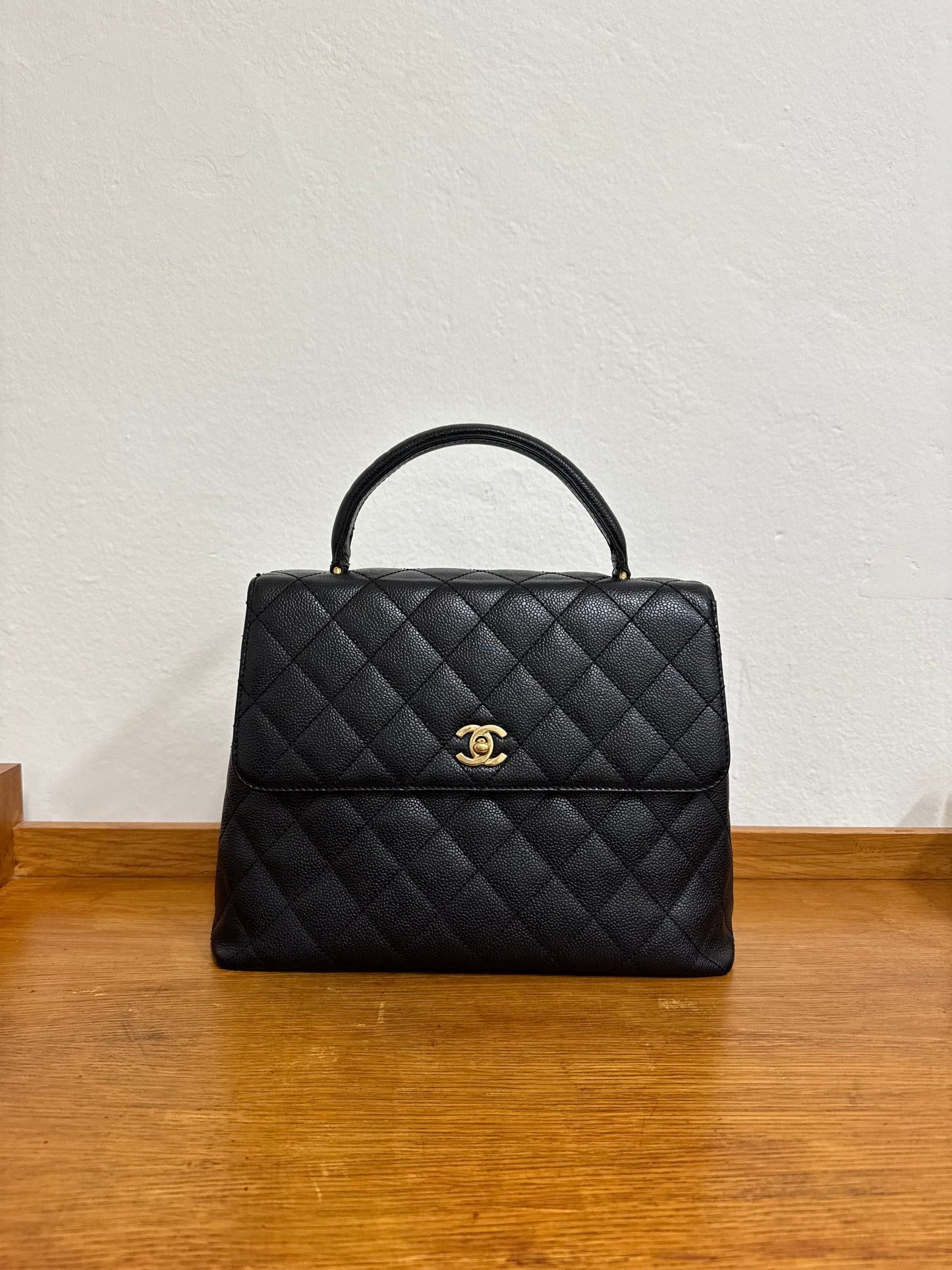 CHANEL MATELASSE CAVIAR KELLY BLACK 24K GOLD HW