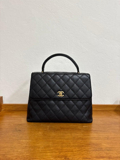 CHANEL MATELASSE CAVIAR KELLY BLACK 24K GOLD HW