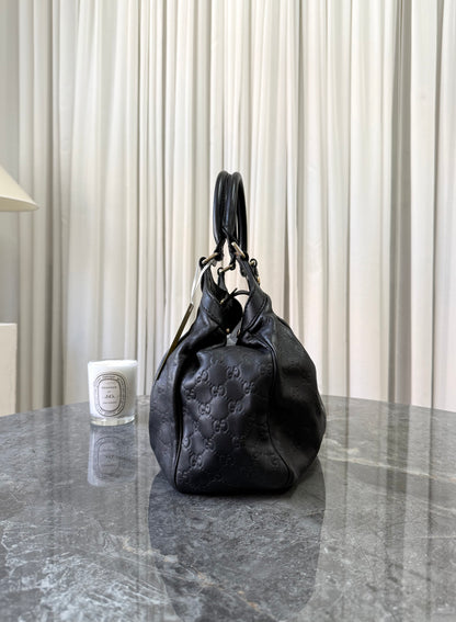 Gucci Sukey Guccissima Leather Tote Bag Black Gold HW