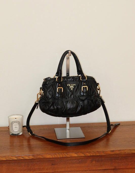 PRADA PROMENADE LEATHER HANDBAG
