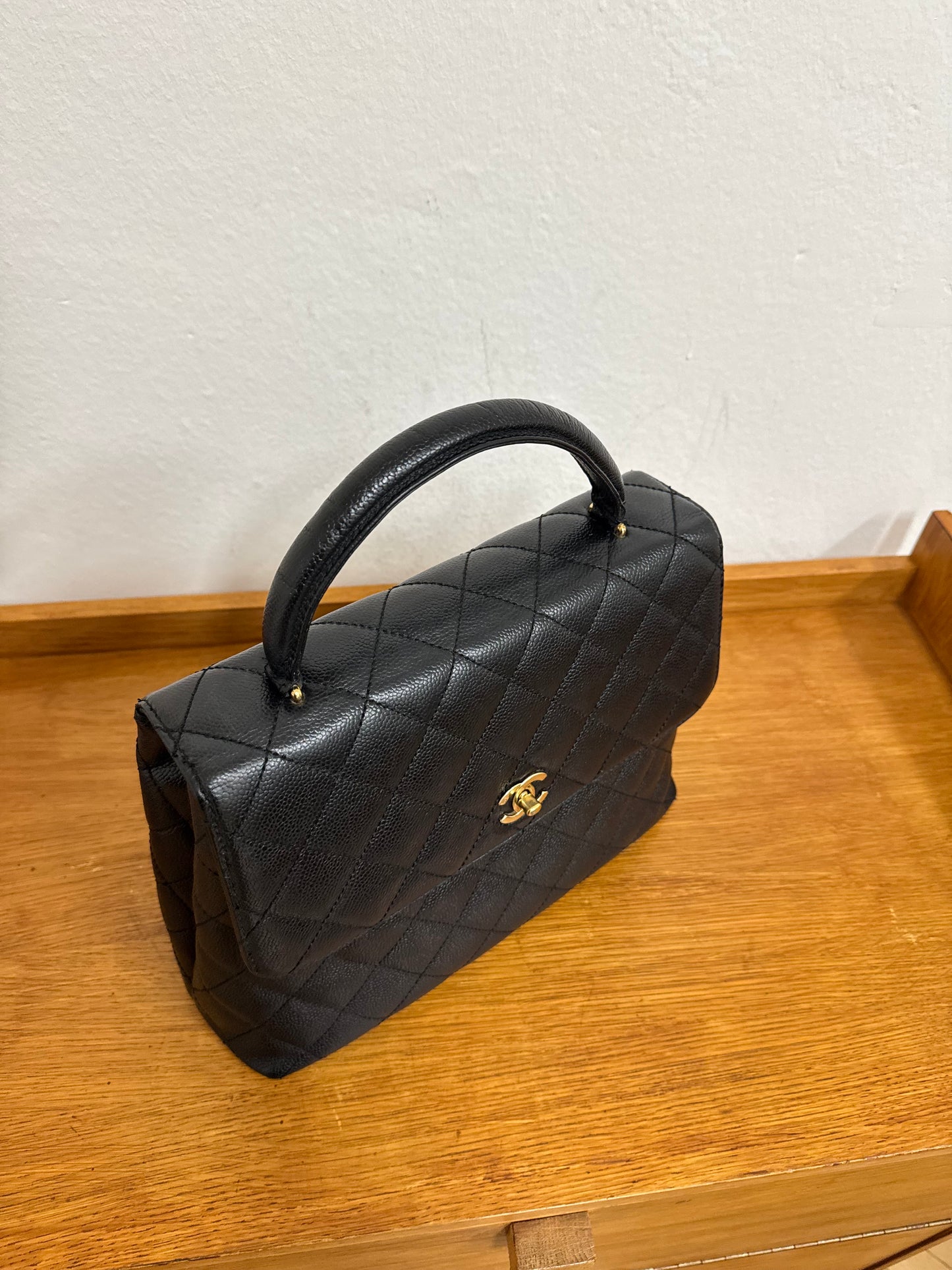 CHANEL MATELASSE CAVIAR KELLY BLACK 24K GOLD HW