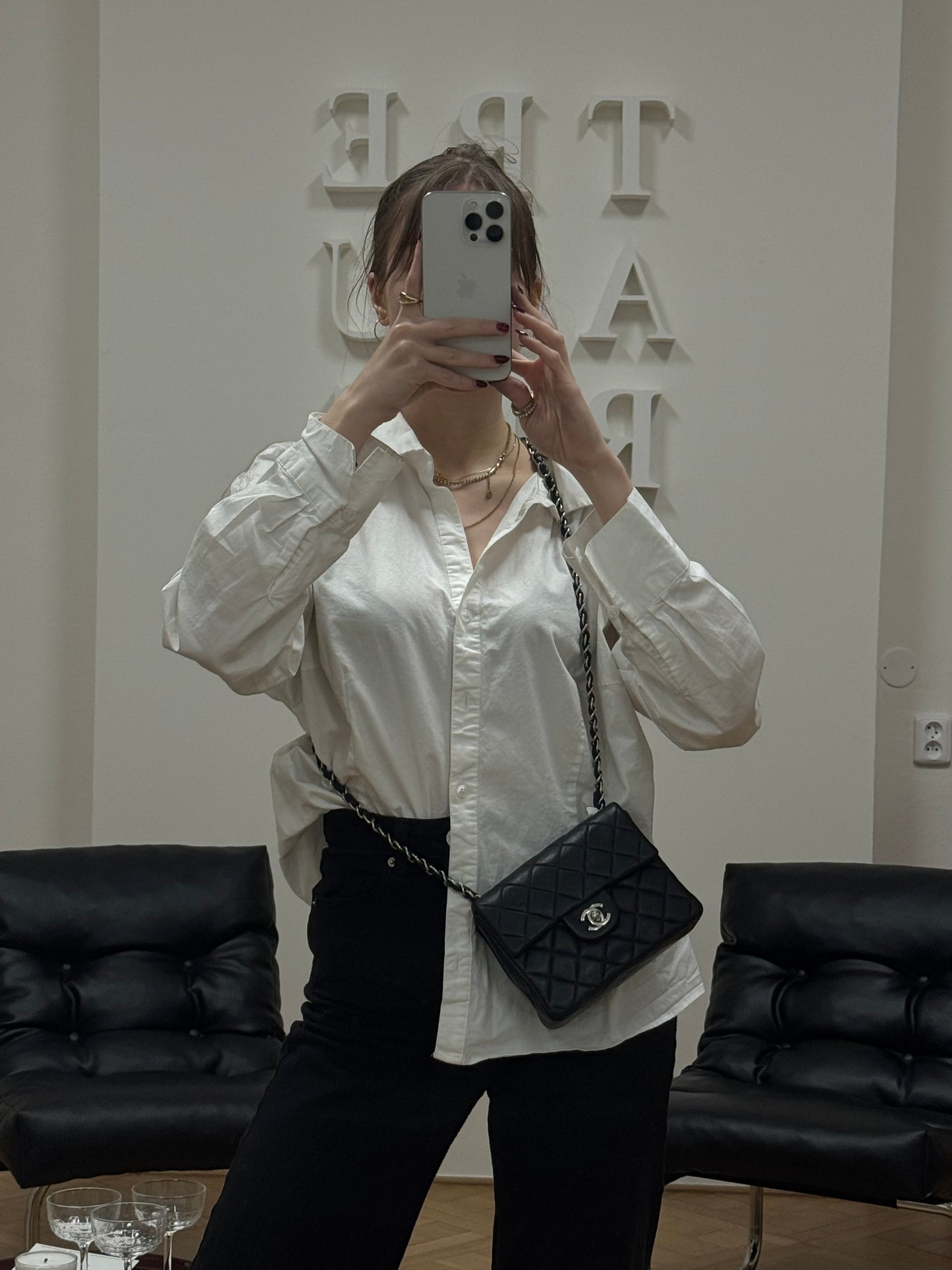 CHANEL SILVER HW RECTANGULAR FLAP BAG