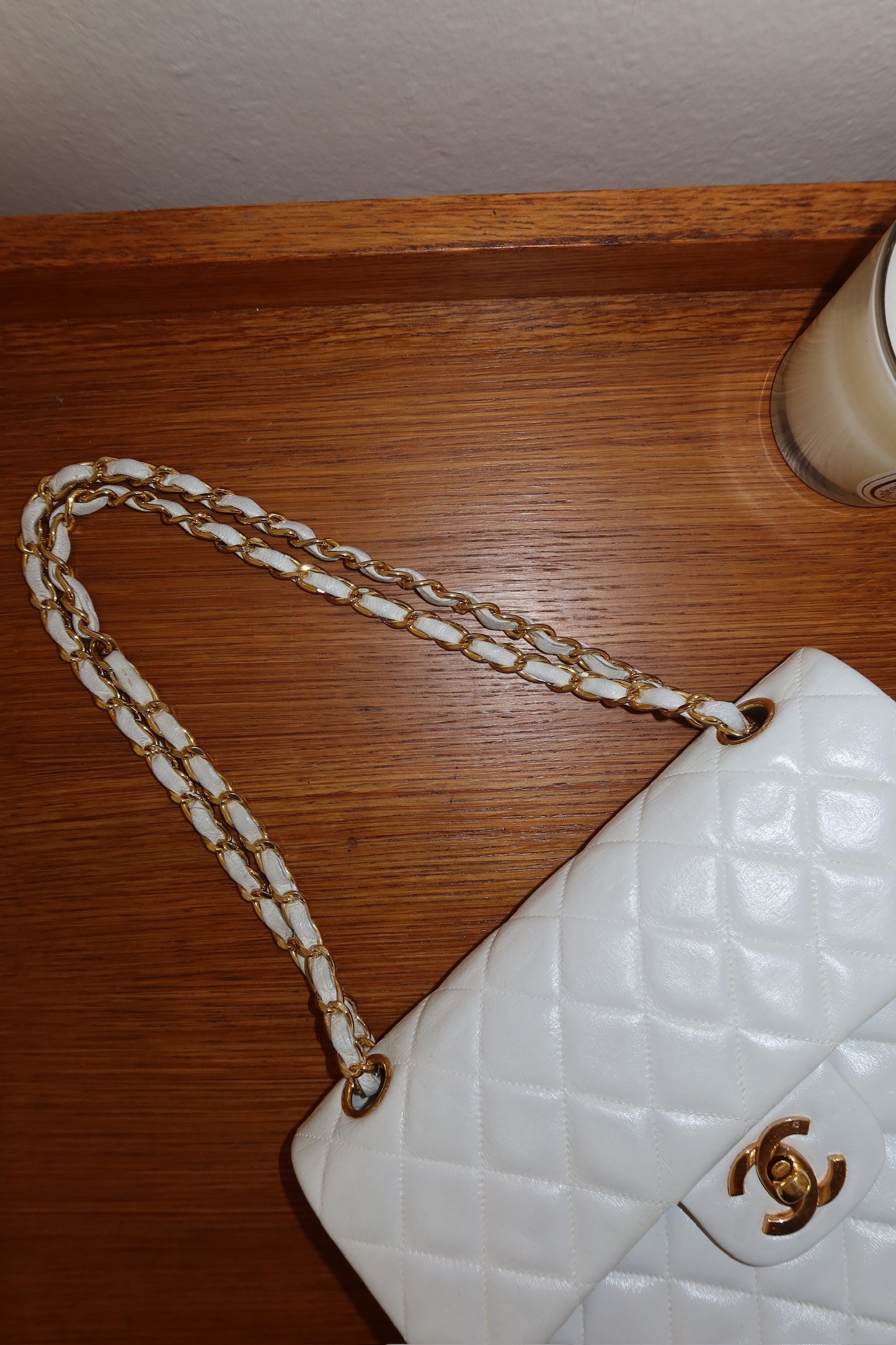 CHANEL DOUBLE FLAP BAG SMALL IN WHITE