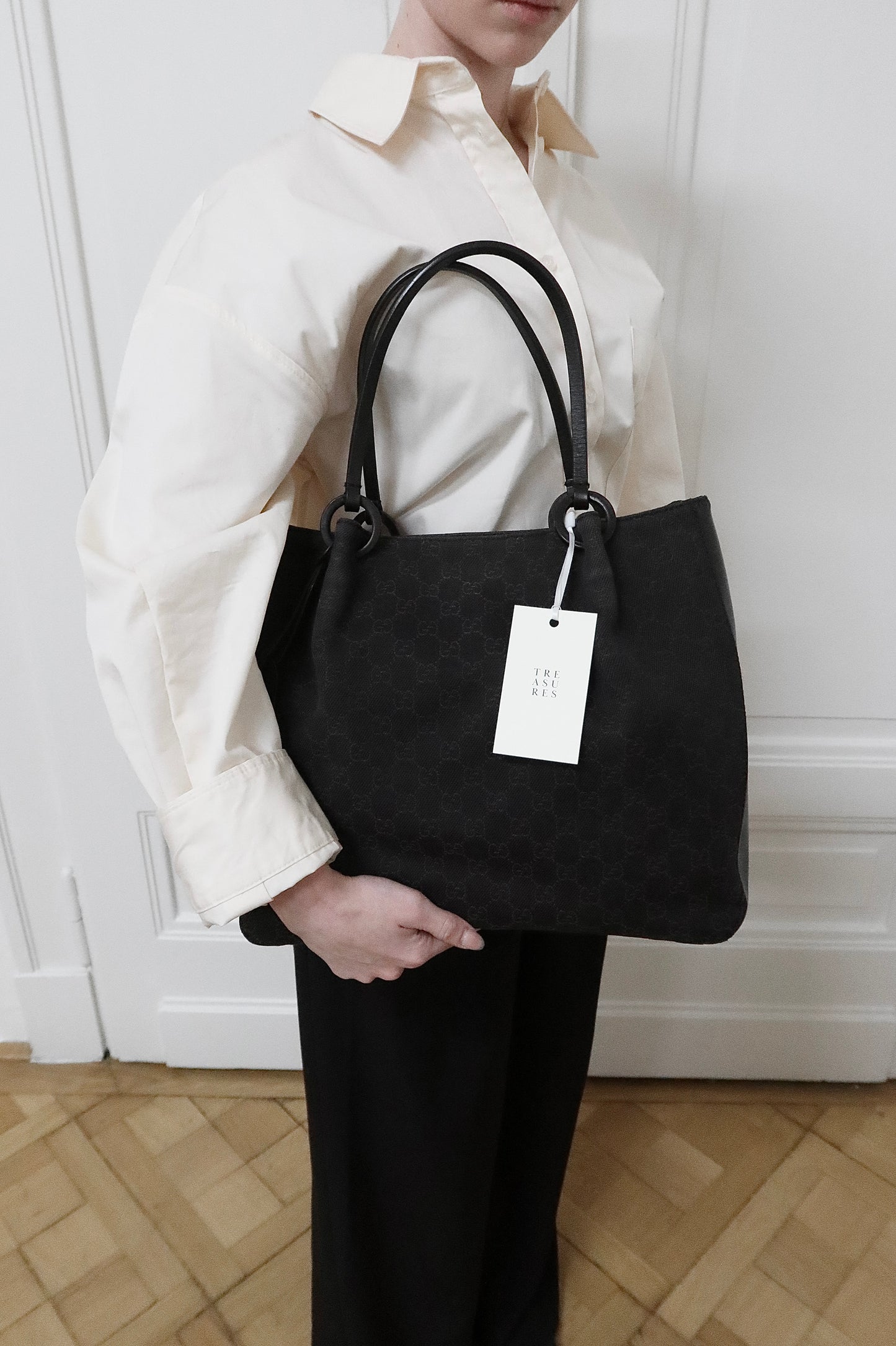 GUCCI GG SHOULDER BAG BLACK & POUCH TOM FORD ERA