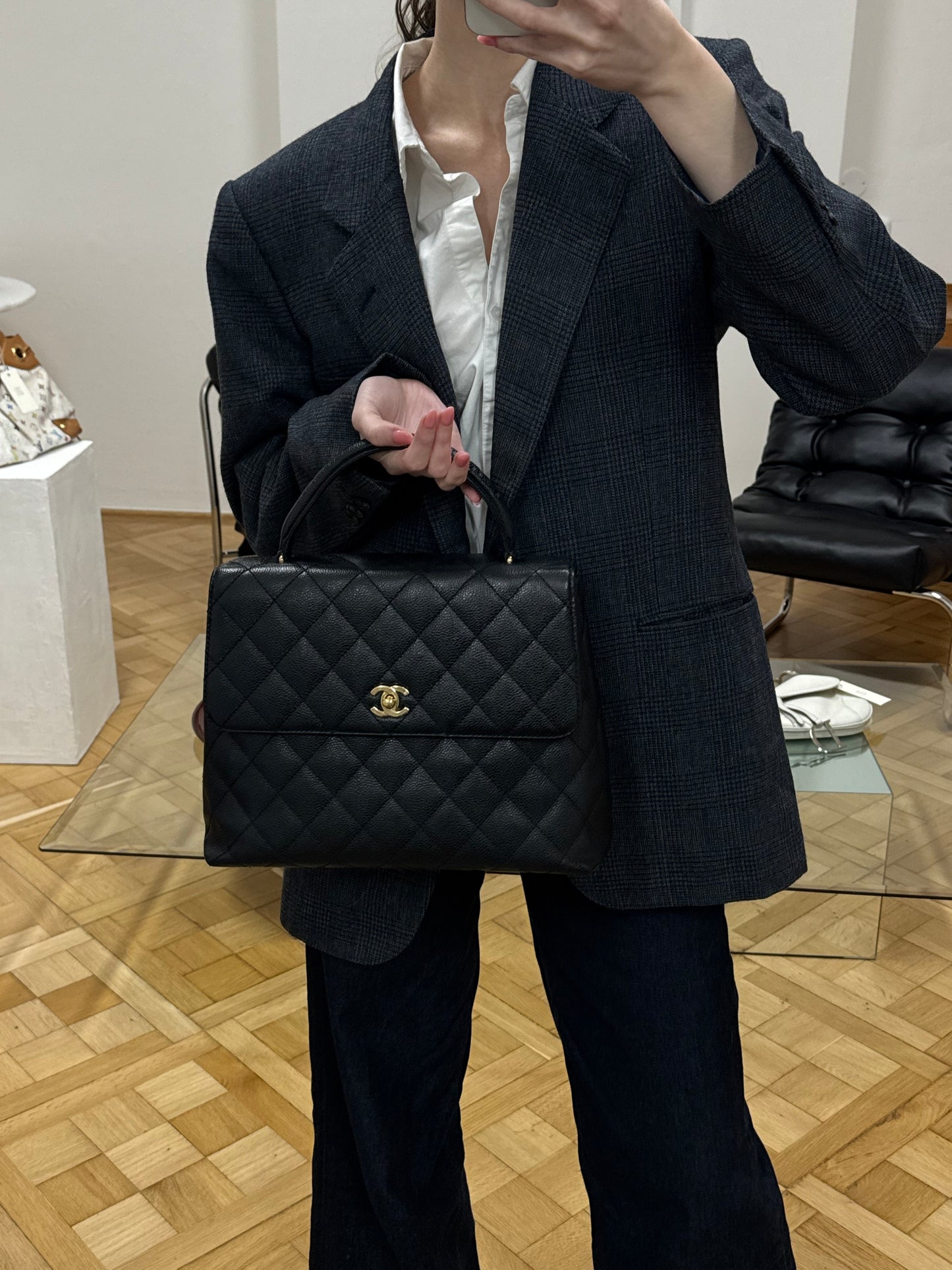 CHANEL MATELASSE CAVIAR KELLY BLACK 24K GOLD HW