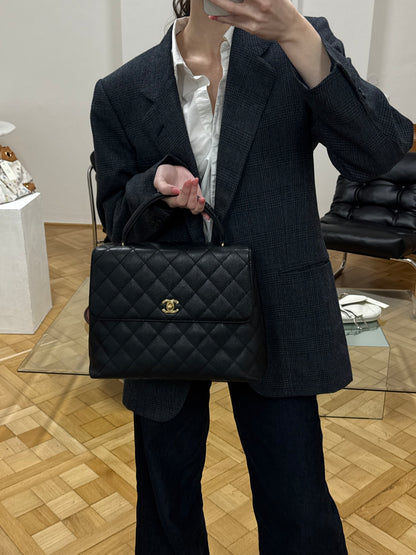 CHANEL MATELASSE CAVIAR KELLY BLACK 24K GOLD HW