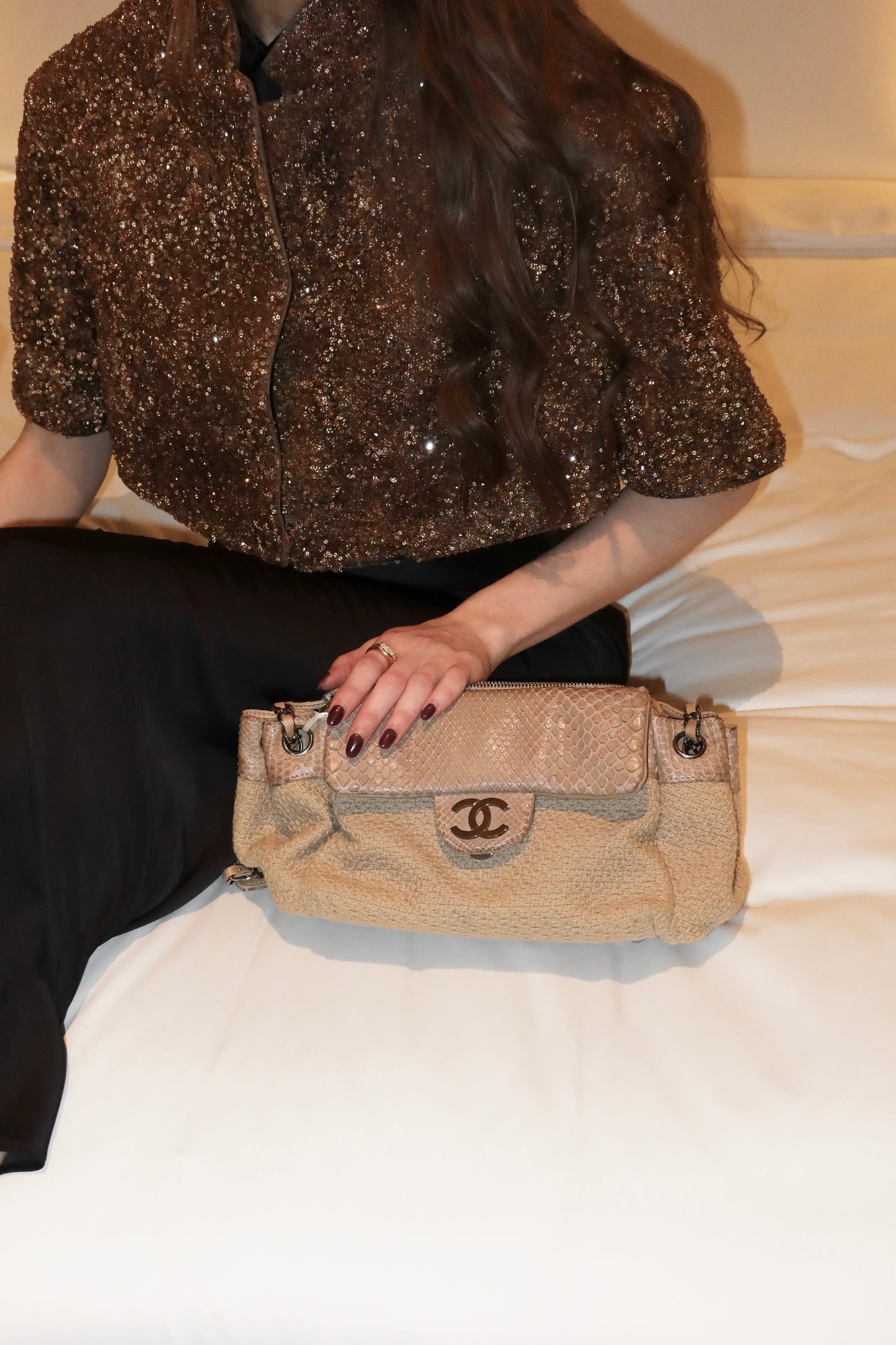 CHANEL ULTRA RARE PYTHON CC SHOULDER BAG KARL LAGERFELD 2004-2005