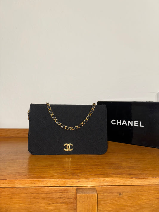 CHANEL JERSEY QUILTED FULL FLAP BAG