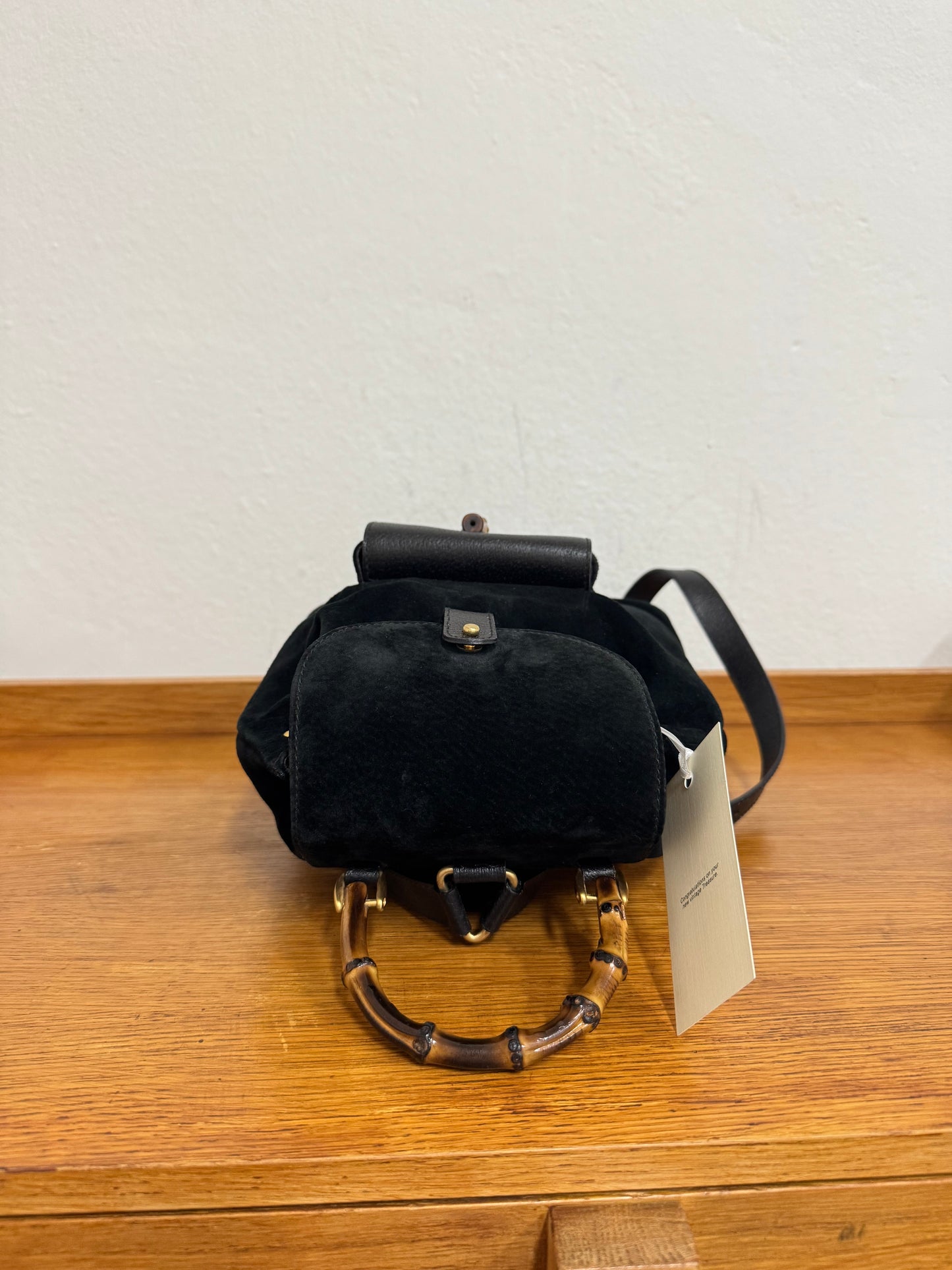 GUCCI SUEDE BAMBOO BACKAPACK