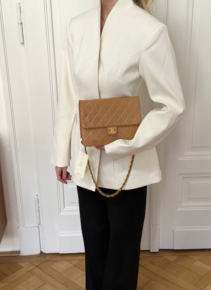 Chanel Classic Single Flap Bag  Camel Lambskin 24K Gold HW