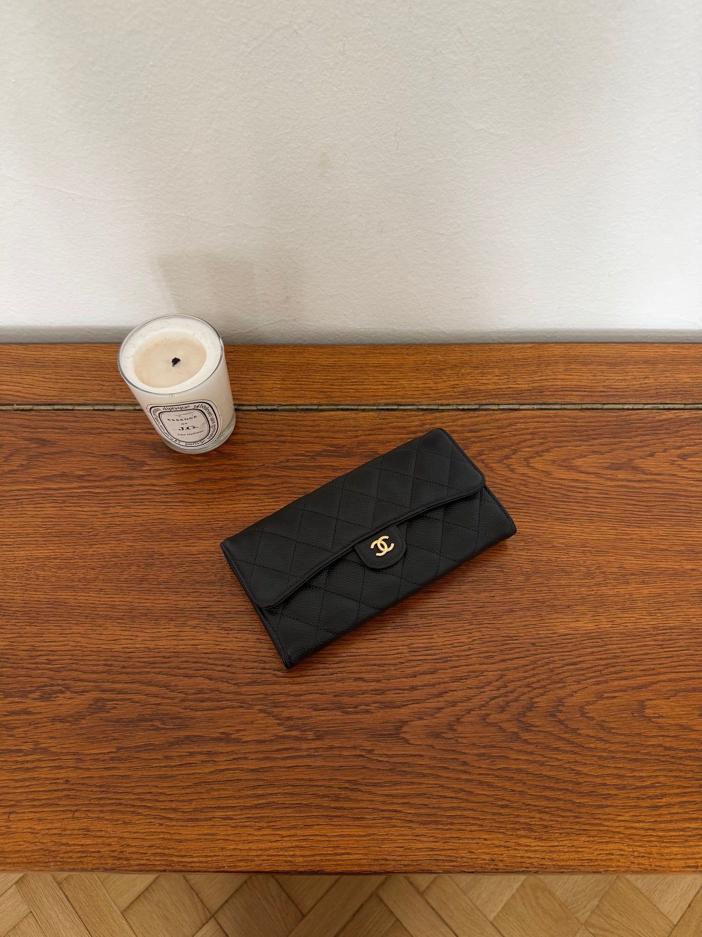 CHANEL CLASSIC LONG WALLET CAVIAR GOLD HW