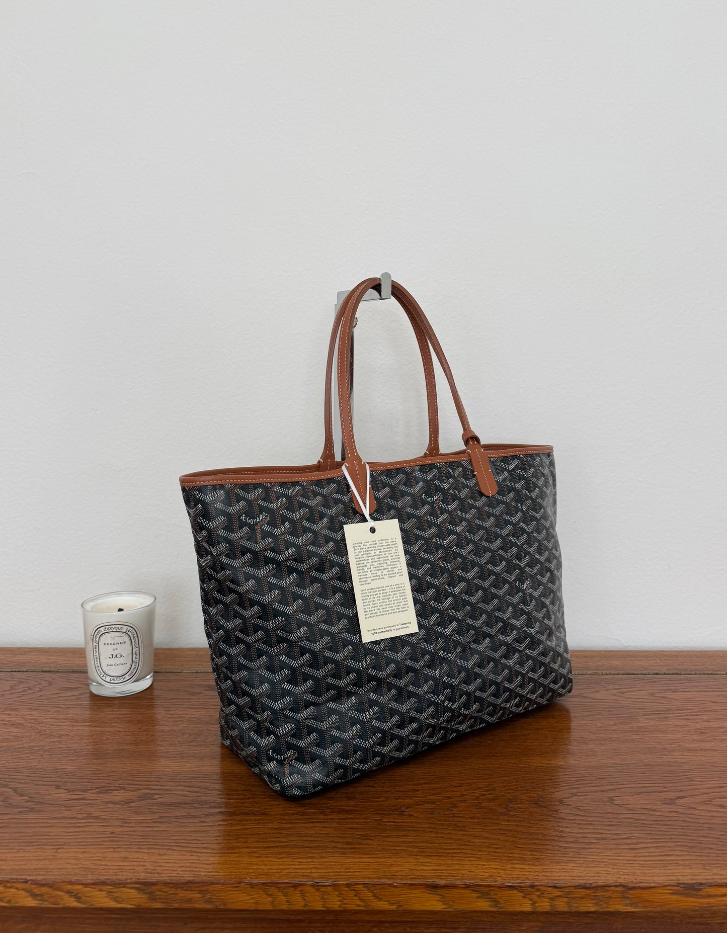 GOYARD SAINT LOUIS PM TOTE BAG & POUCH BLACK BROWN