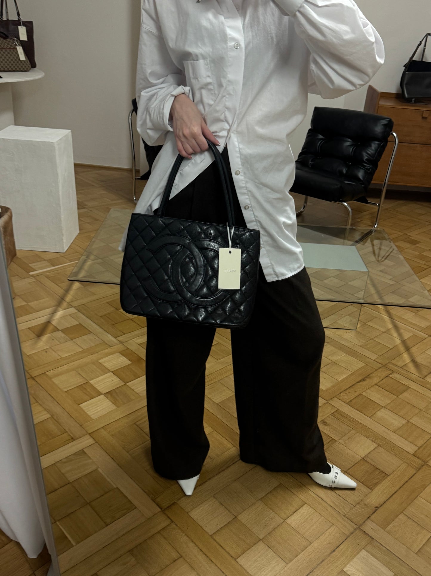 CHANEL CAVIAR MEDDALLION TOTE