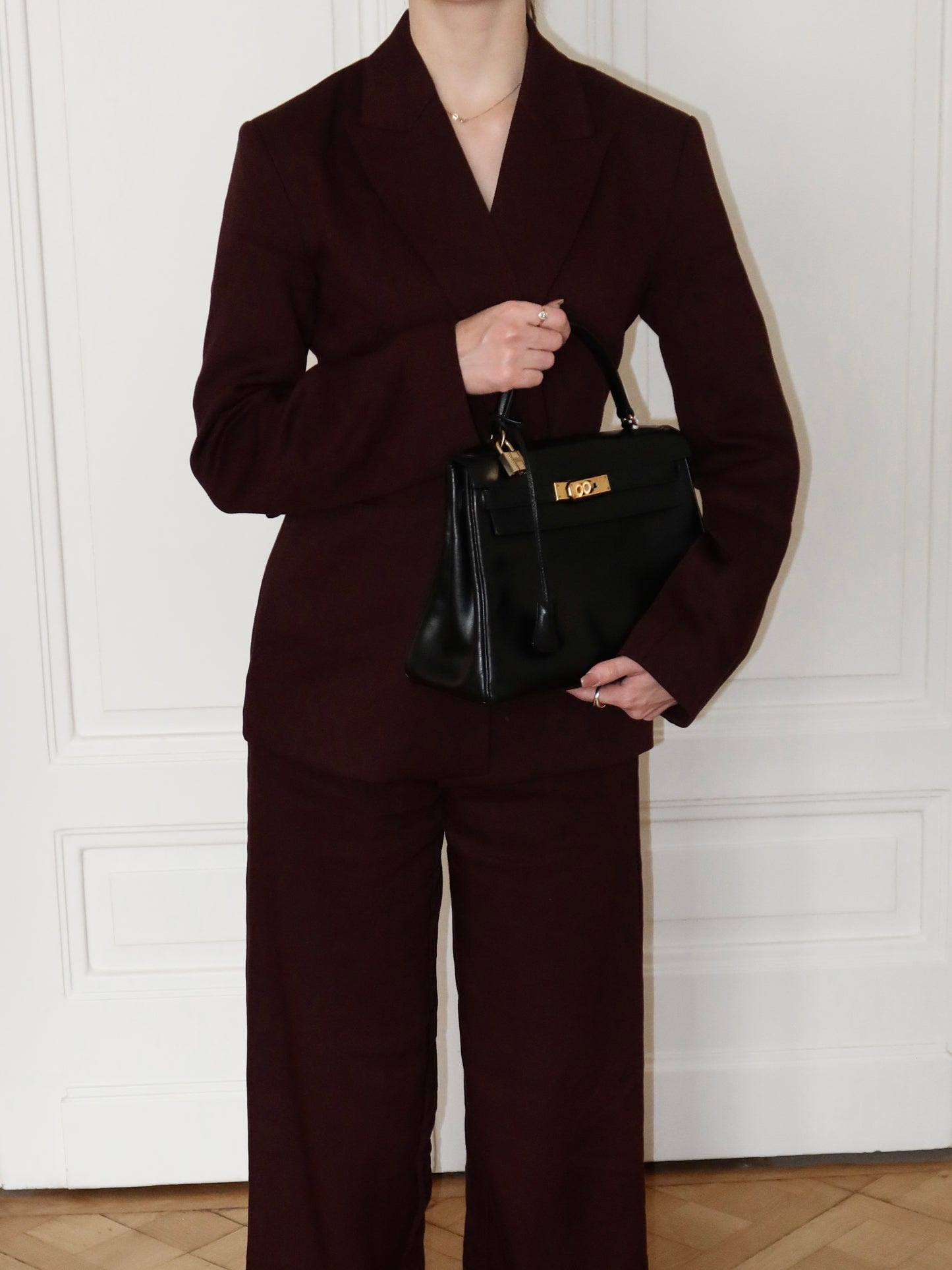 HERMES KELLY 28 BOX CALF BLACK 1959 O stamp