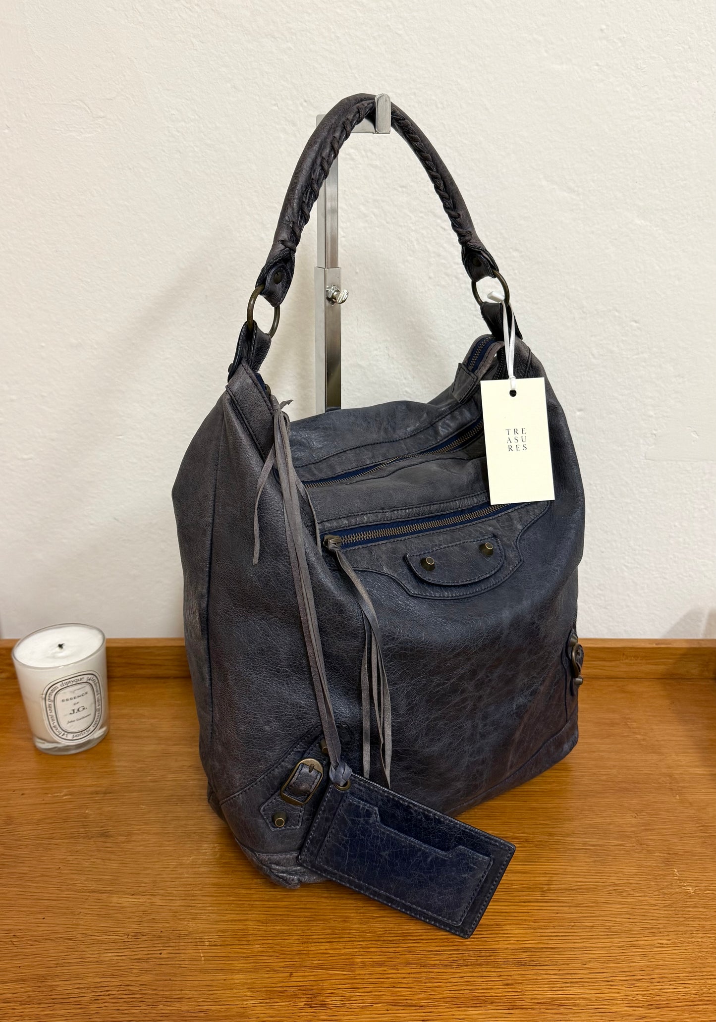 BALENCIAGA DAY “HOBO CITY” BAG GREY-BLUE