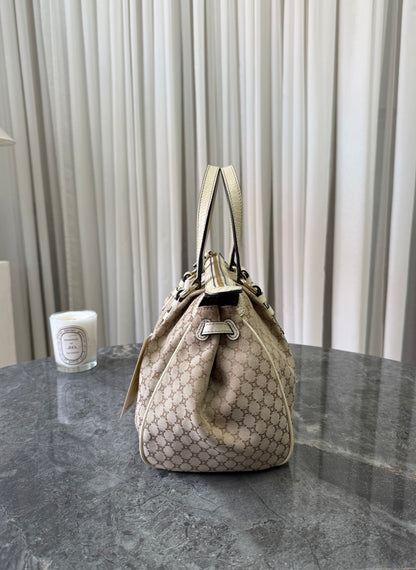 CELINE MACADAM CANVAS HANDBAG