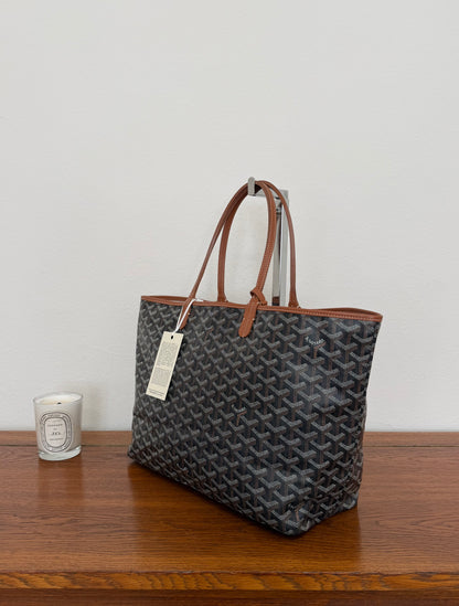 GOYARD SAINT LOUIS PM TOTE BAG & POUCH BLACK BROWN